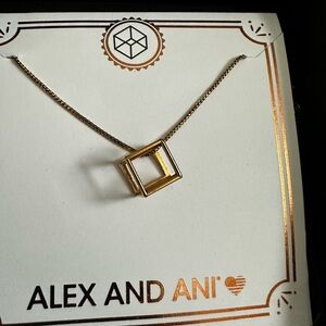 Alex and Ani Gold Square Pendant Necklace